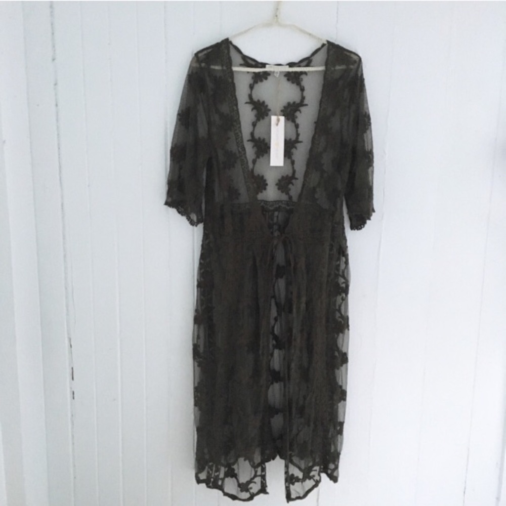 NWT Woven Heart Lace Kimono Duster Cardigan